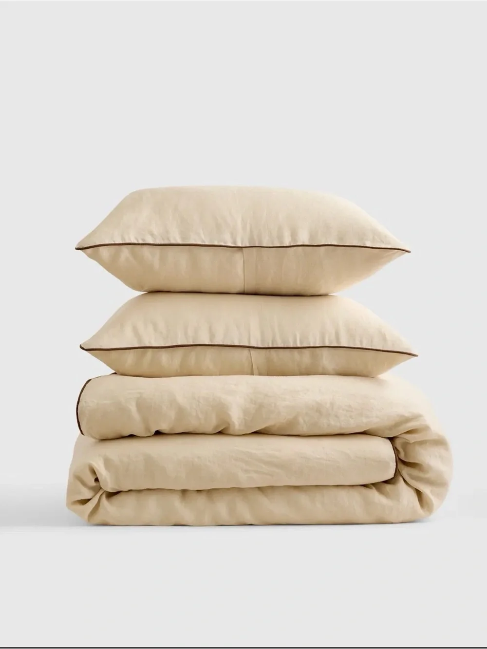 Quince European Linen Piped Duvet Cover Set - Twin